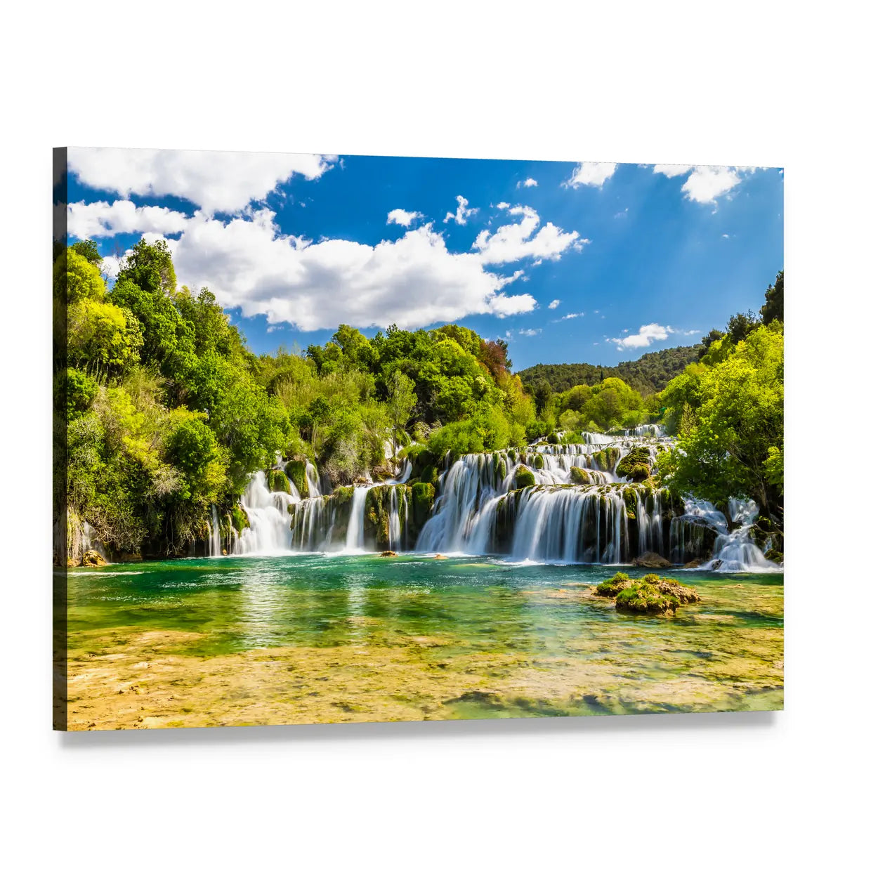 Skradinski Buk Waterfall Canvas Wall Art, single panel gallery wrapped canvas, angled product view