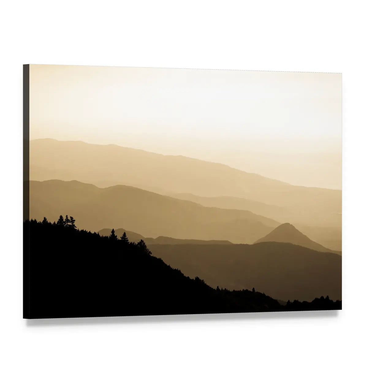 Sunset Over Foggy Mountains In Turkey Canvas Wall Art, single panel gallery wrapped canvas, angled product view