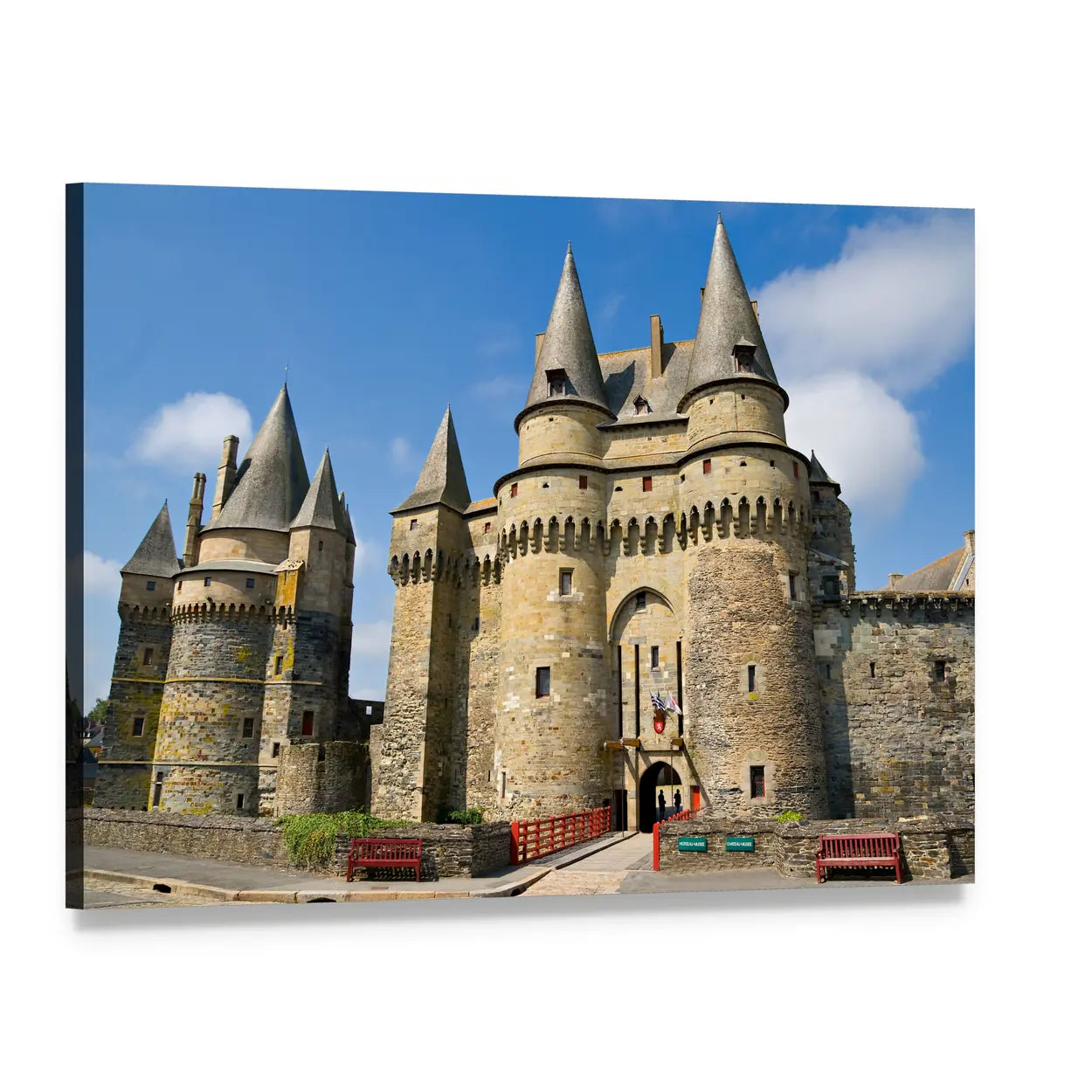 Vitr Castle in Brittany, France Canvas Wall Art, single panel gallery wrapped canvas, angled product view