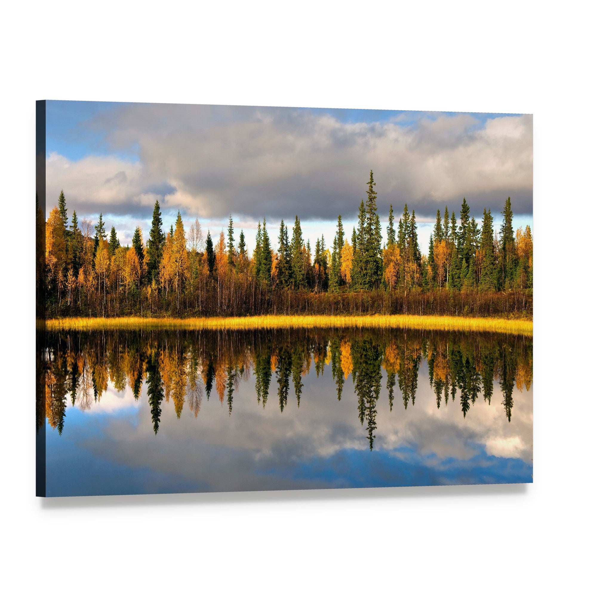 Rural Scandinavian Landscape Canvas Wall Art, single panel gallery wrapped canvas, angled product view