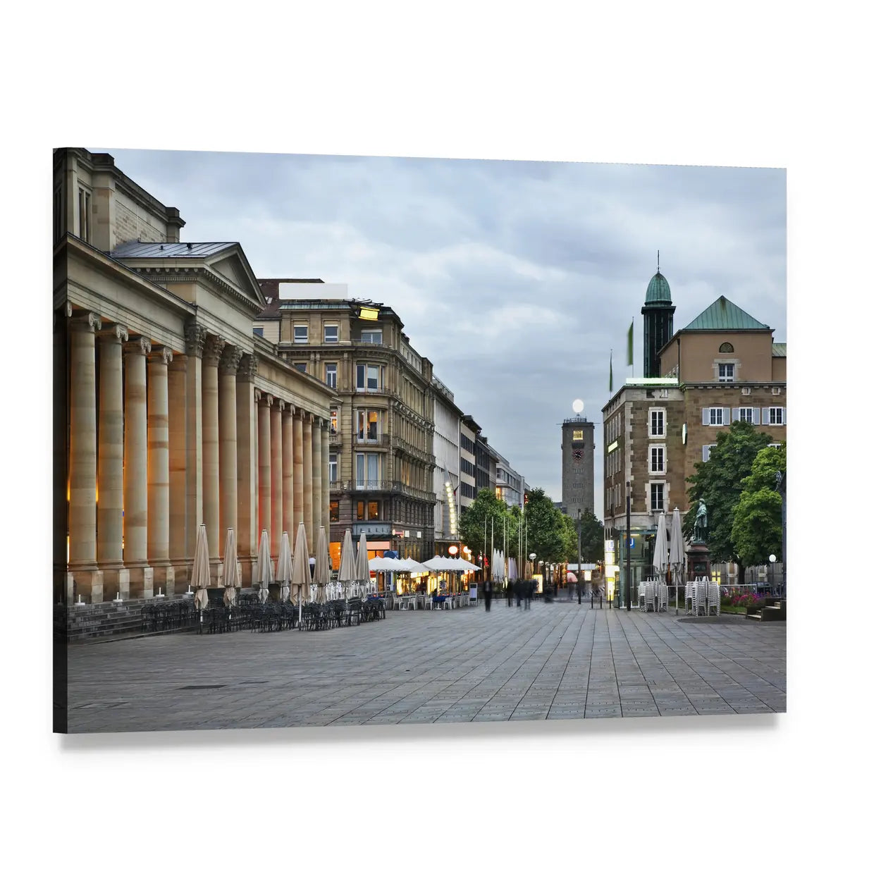 King Street in Stuttgart Canvas Wall Art, single panel gallery wrapped canvas, angled product view