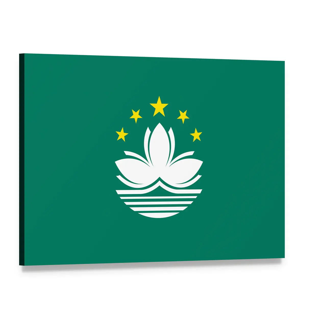 Macau Flag Featuring Lotus and Stars Canvas Wall Art, single panel gallery wrapped canvas, angled product view