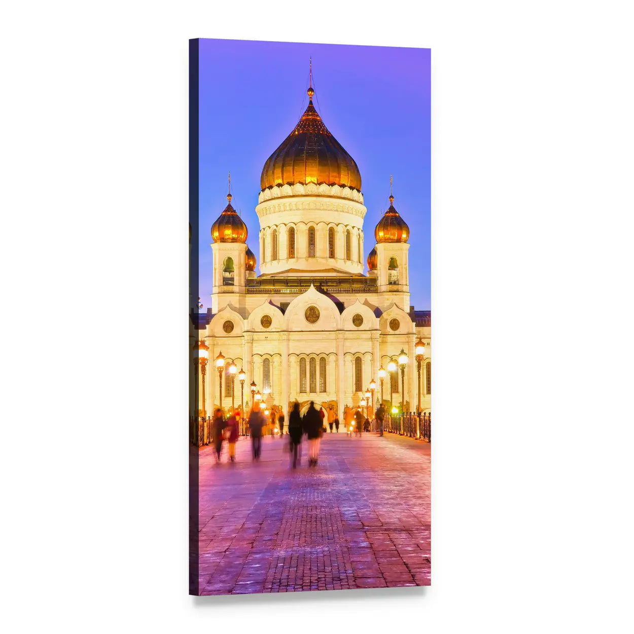 Christ Church Moscow at Dusk Vertical Canvas Wall Art, 1 panel 1 Vertical layout gallery wrapped canvas set, angled product view