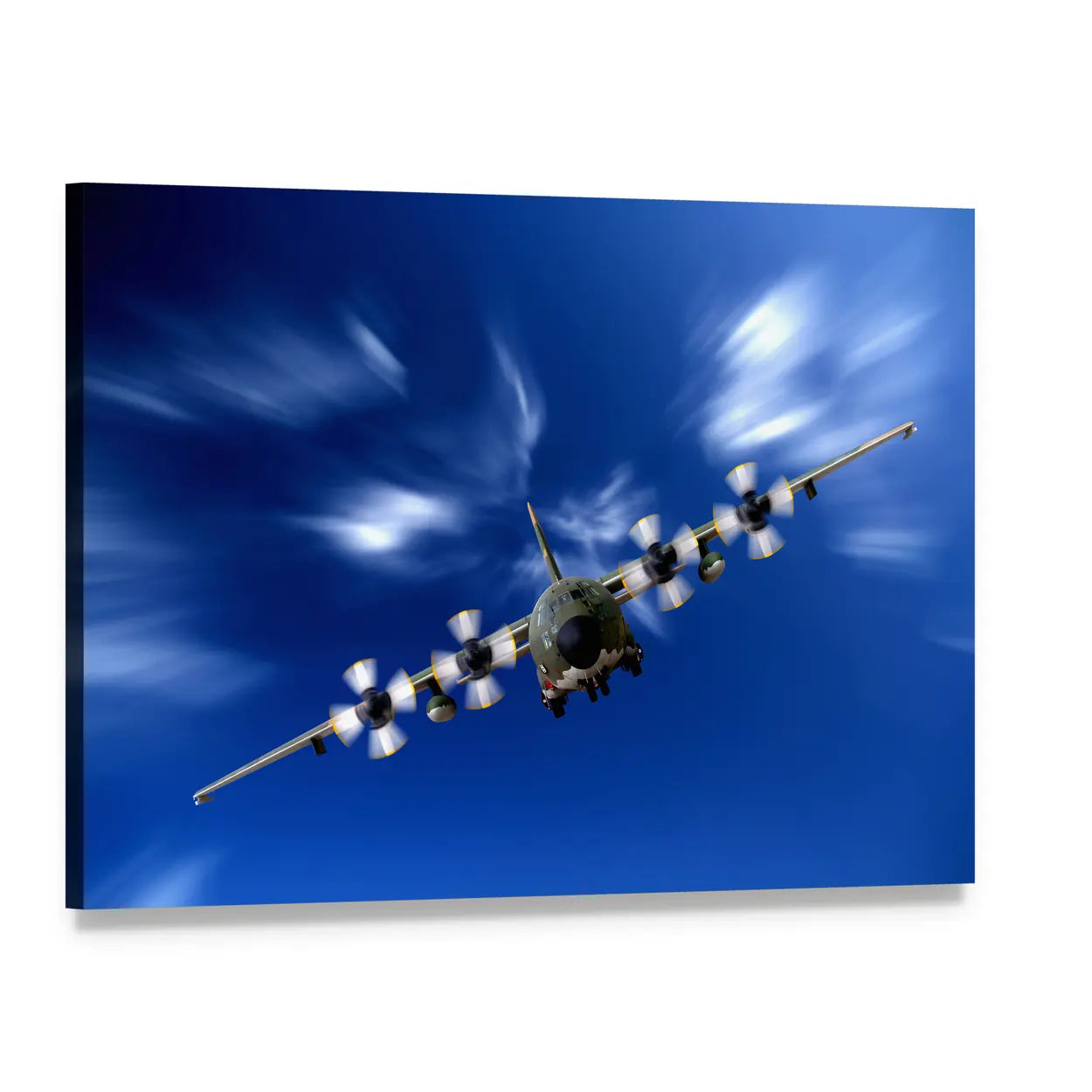 C-130 Military Transport Aircraft Canvas Wall Art, single panel gallery wrapped canvas, angled product view