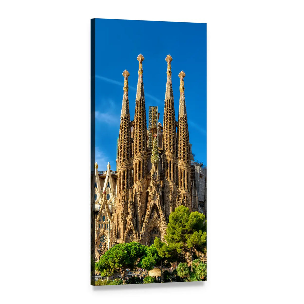 La Sagrada Família Cathedral Spires Vertical Canvas Wall Art, 1 panel 1 Vertical layout gallery wrapped canvas set, angled product view