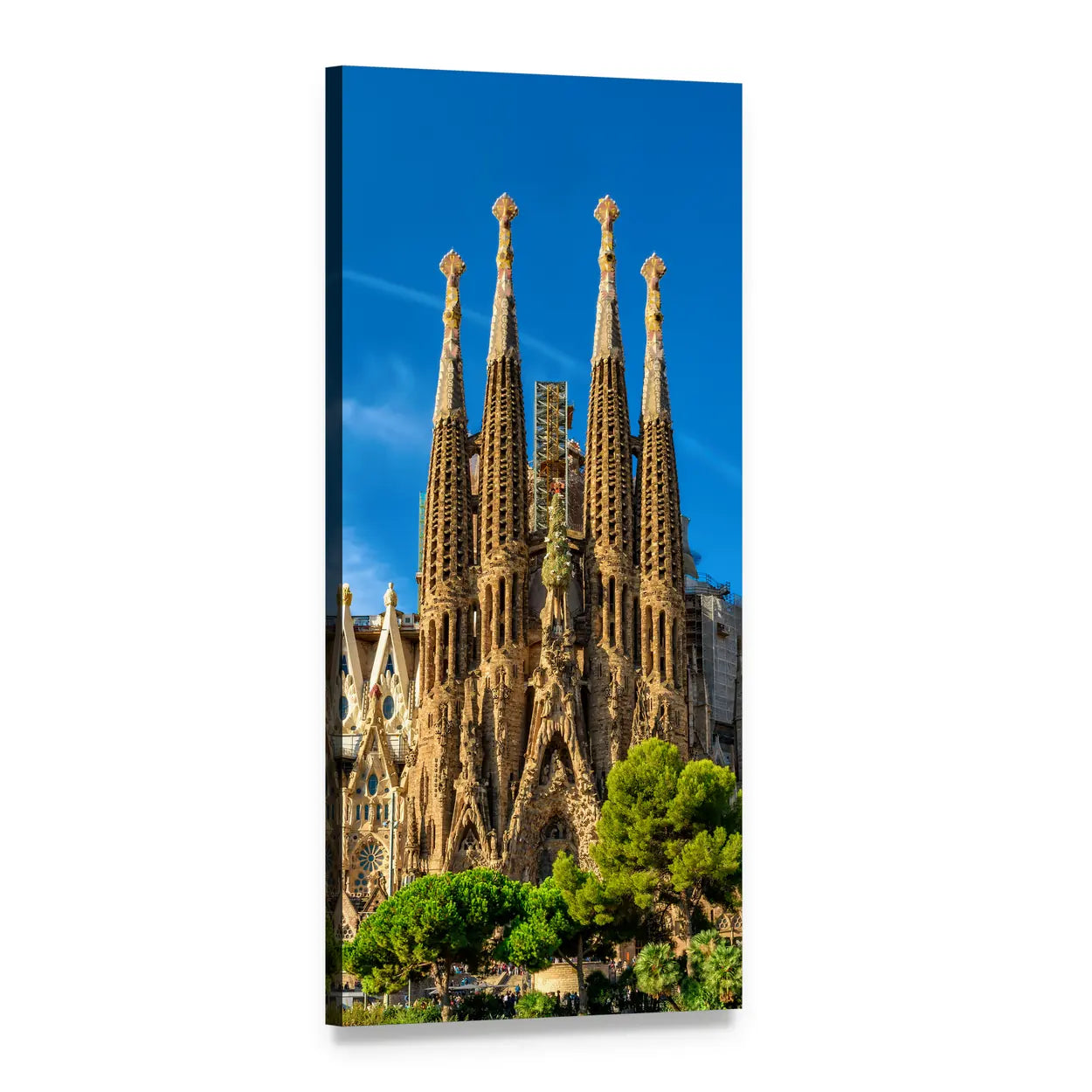 La Sagrada Família Cathedral Spires Vertical Canvas Wall Art, 1 panel 1 Vertical layout gallery wrapped canvas set, angled product view