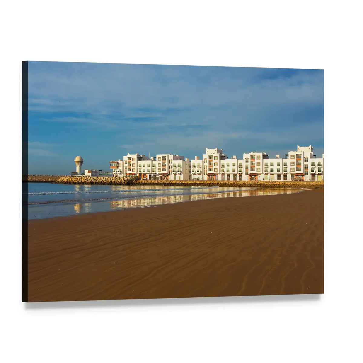 Agadir Coastal Cityscape Canvas Wall Art, single panel gallery wrapped canvas, angled product view