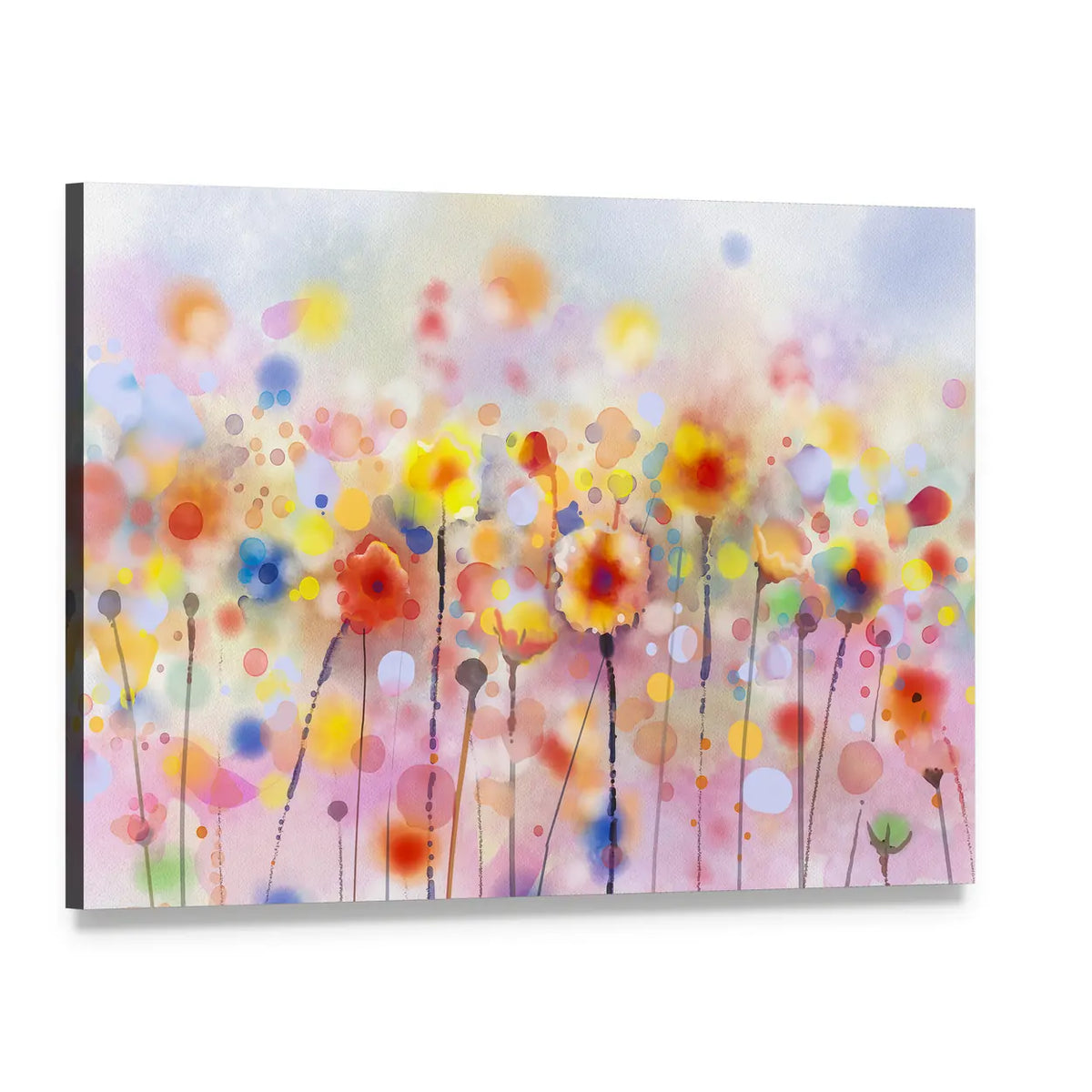 Floral Watercolor Abstract Canvas Wall Art, single panel gallery wrapped canvas, angled product view
