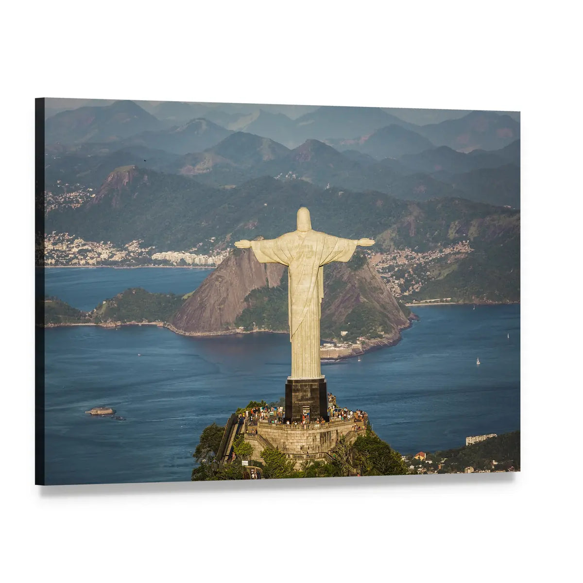 Christ the Redeemer Over Botafogo Bay Canvas Wall Art, single panel gallery wrapped canvas, angled product view