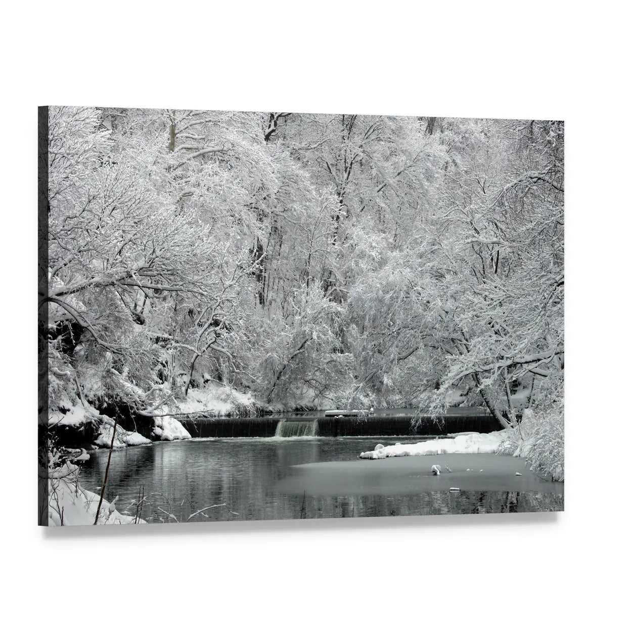 Snow Covered Fairmount Park In Philadelphia Canvas Wall Art, single panel gallery wrapped canvas, angled product view