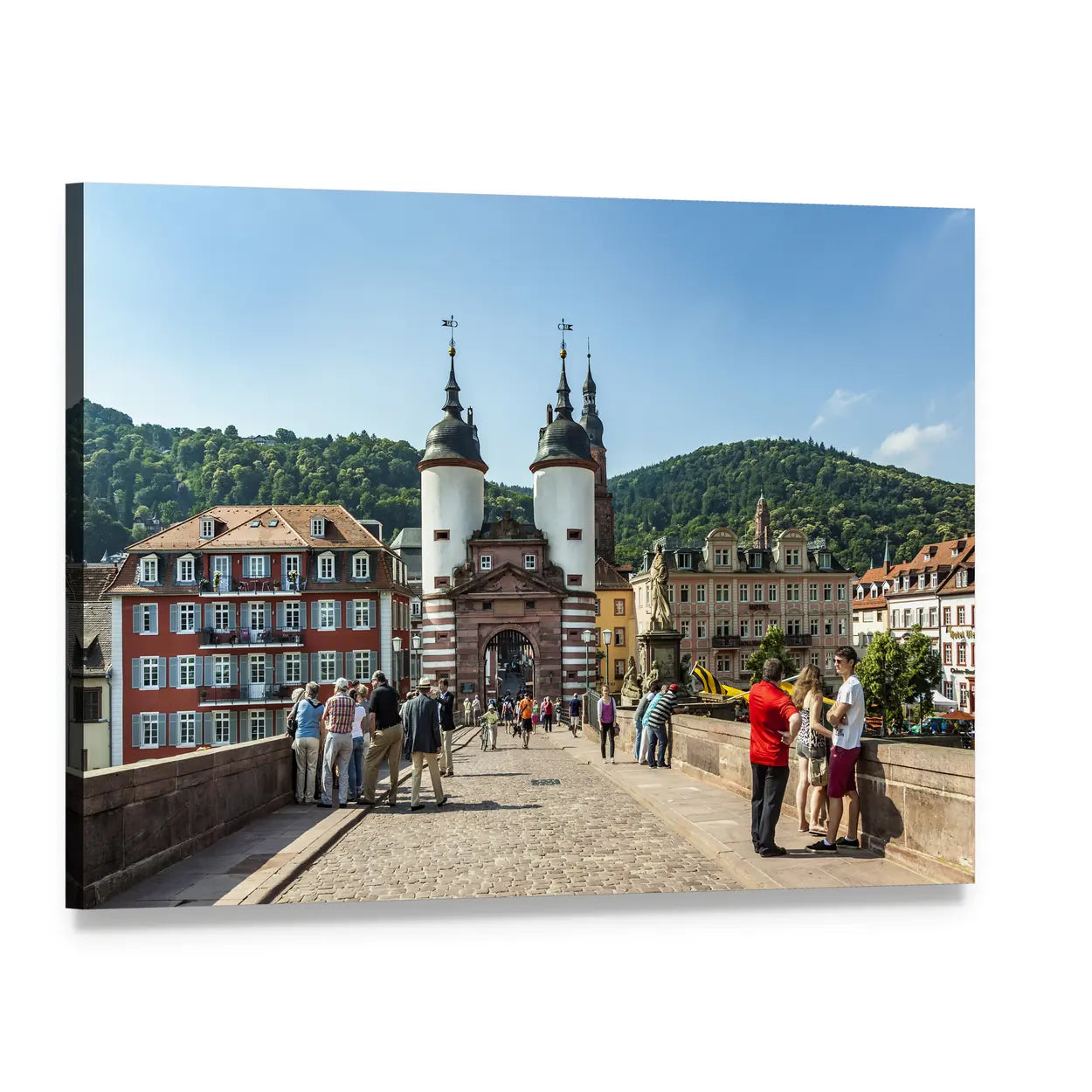 Old Bridge and Town Gate in Heidelberg Canvas Wall Art, single panel gallery wrapped canvas, angled product view