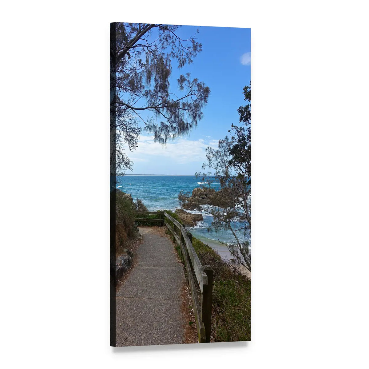 Vista Beach Seascape Vertical Canvas Wall Art, 1 panel 1 Vertical layout gallery wrapped canvas set, angled product view