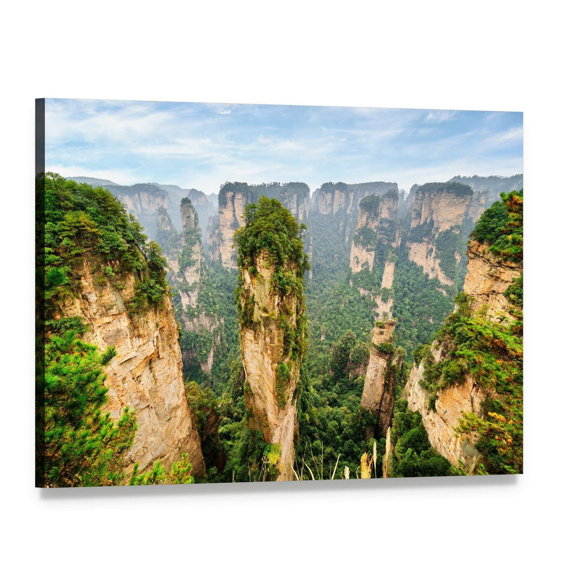 Hallelujah Mountain Amidst Lush Green Woods Canvas Wall Art, single panel gallery wrapped canvas, angled product view