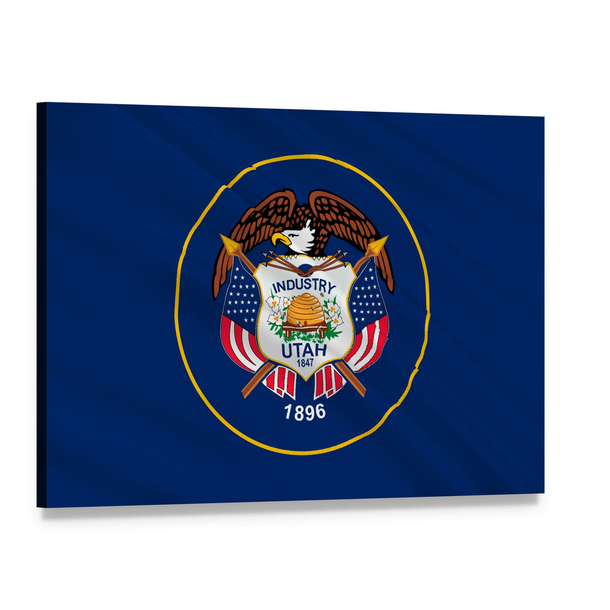 Former Utah State Flag 1913–2024 Canvas Wall Art, single panel gallery wrapped canvas, angled product view