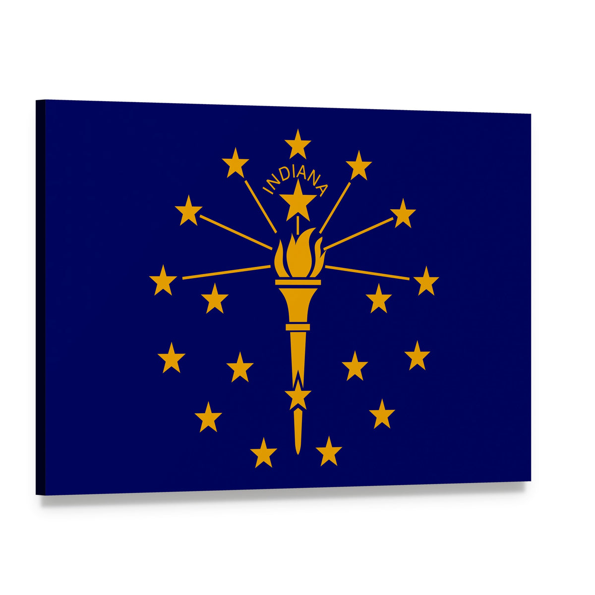 Indiana State Flag Canvas Wall Art, single panel gallery wrapped canvas, angled product view