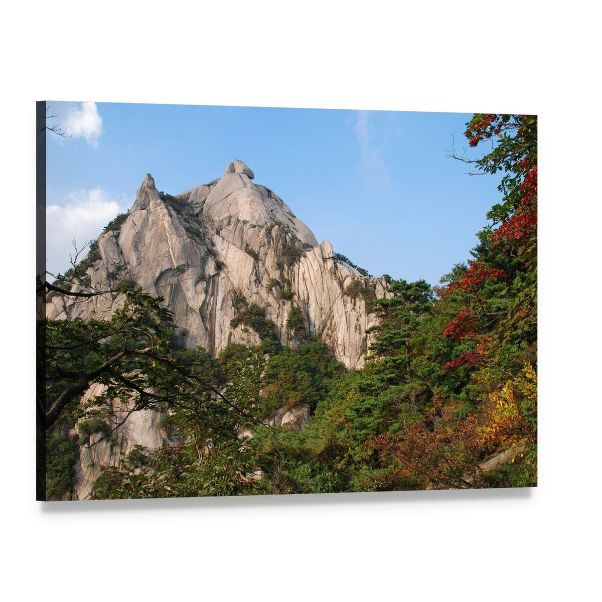 Bukhansan Mountains in Autumn Canvas Wall Art, single panel gallery wrapped canvas, angled product view