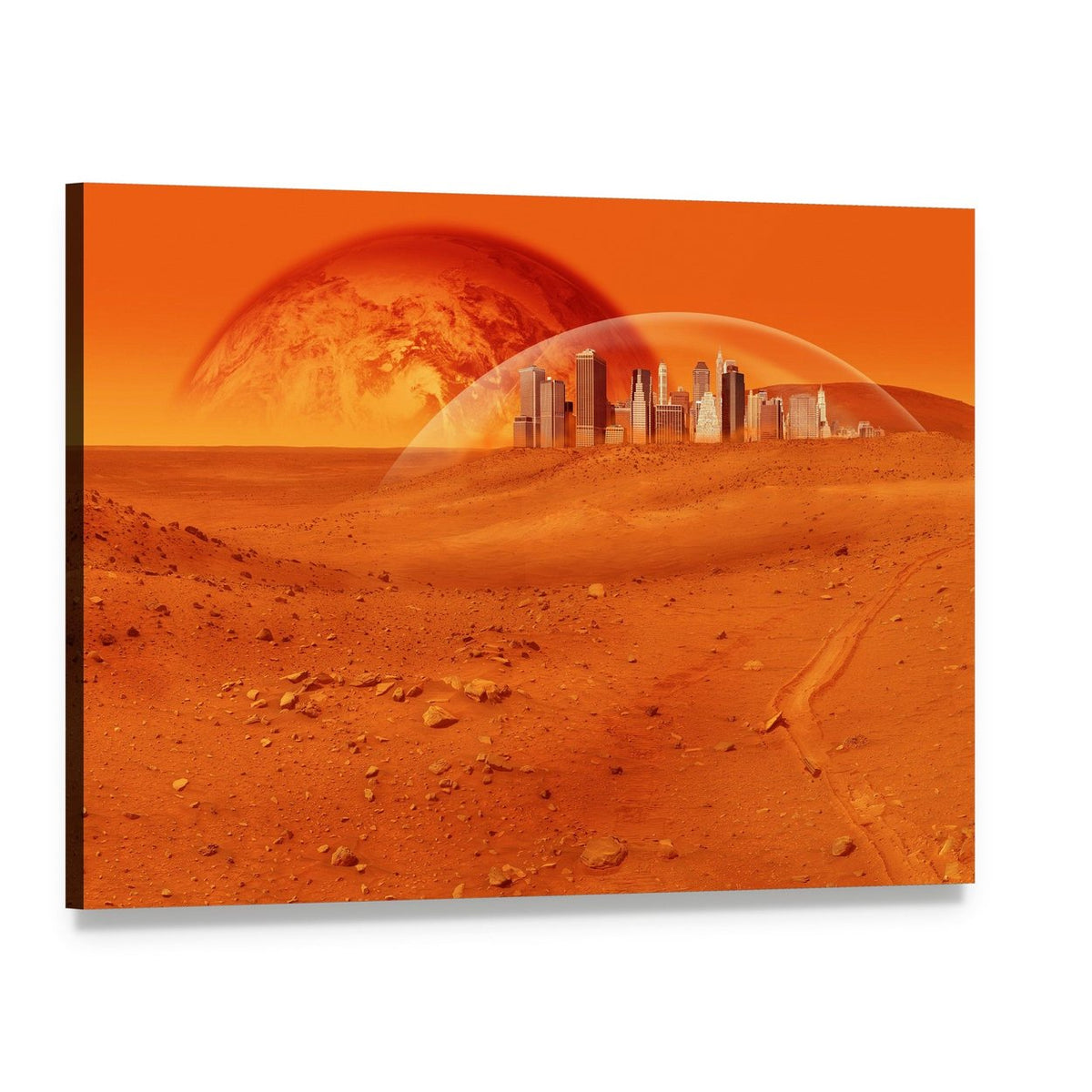 Red Desert Planet Canvas Wall Art, single panel gallery wrapped canvas, angled product view