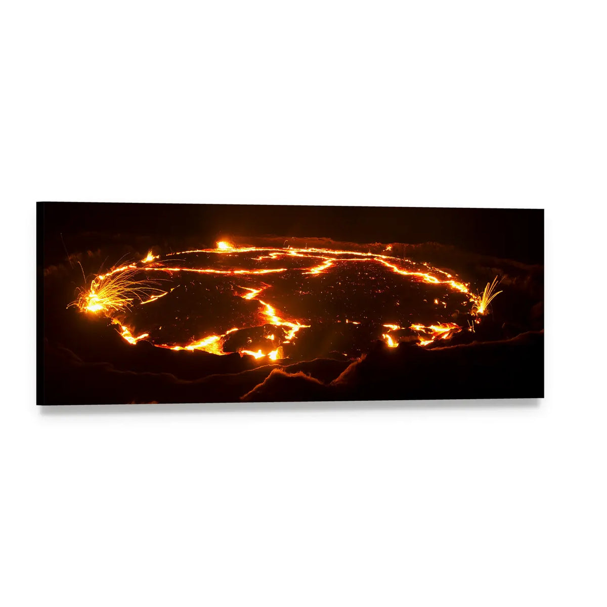 Erta Ale Volcano Eruption Panoramic Canvas Wall Art, single panel gallery wrapped canvas, angled product view