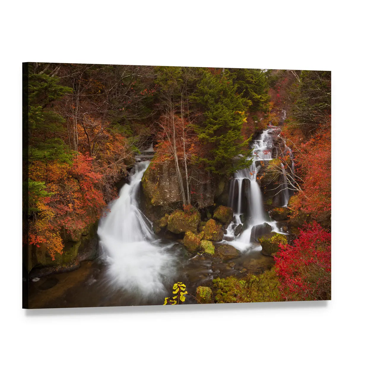 Ryuzu Falls Near Nikko Japan Canvas Wall Art, single panel gallery wrapped canvas, angled product view
