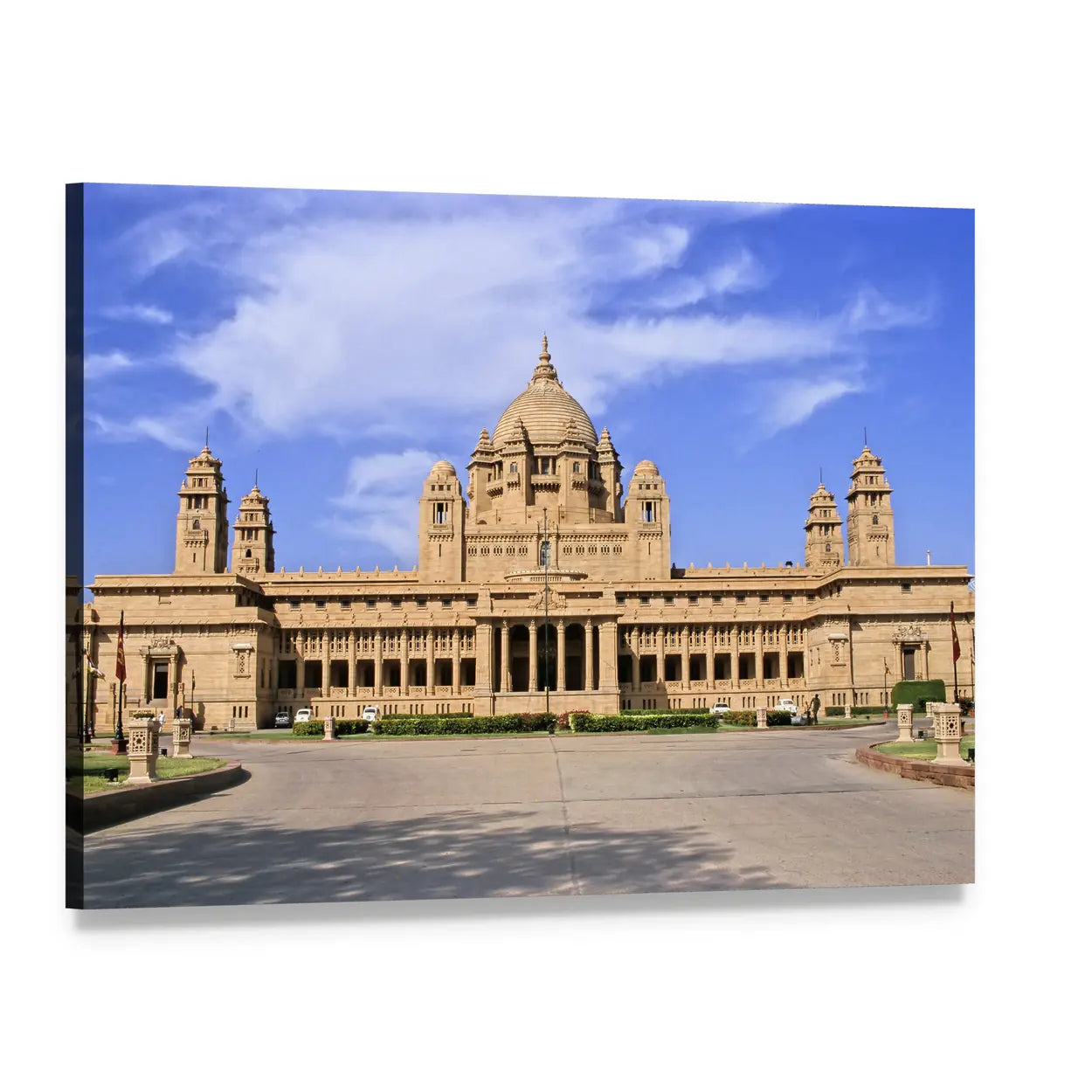 Umaid Bhawan Palace, Jodhpur Canvas Wall Art, single panel gallery wrapped canvas, angled product view