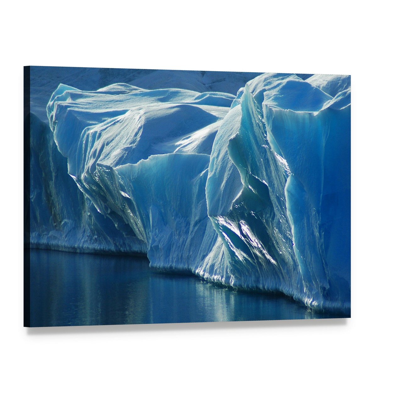Blue Ice Canvas Wall Art, single panel gallery wrapped canvas, angled product view