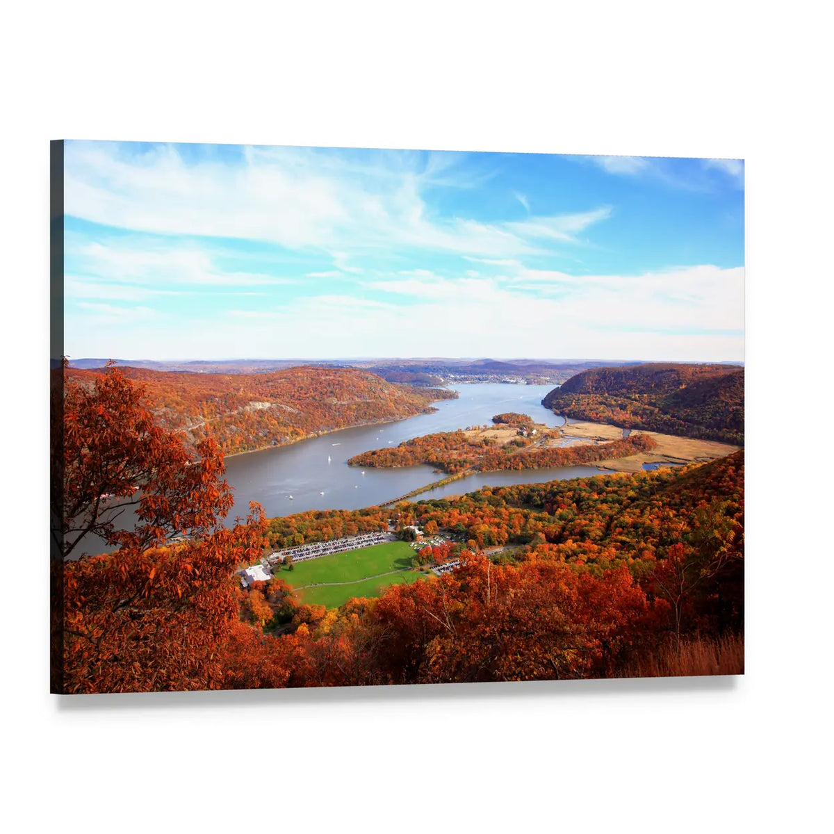 Hudson River in Autumn Canvas Wall Art, single panel gallery wrapped canvas, angled product view