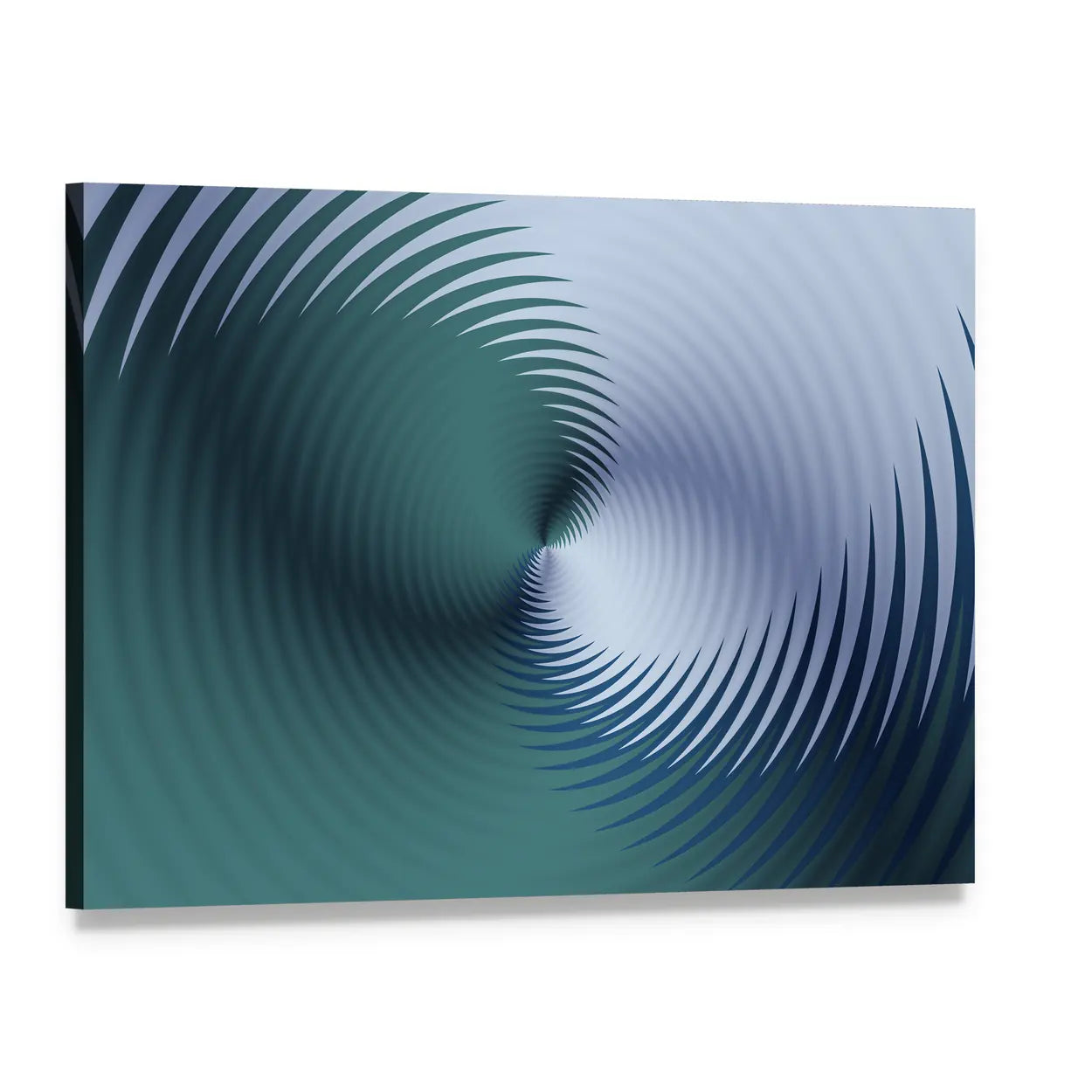 Teal Spiral Floral Pattern Canvas Wall Art, single panel gallery wrapped canvas, angled product view