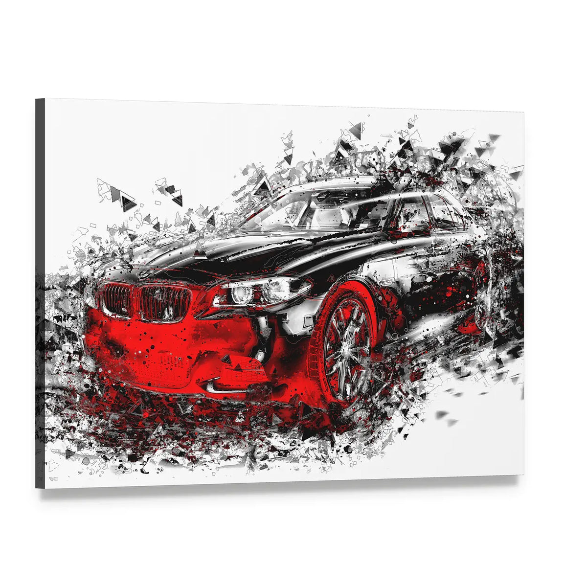 Abstract Bmw Sports Car Canvas Wall Art, single panel gallery wrapped canvas, angled product view