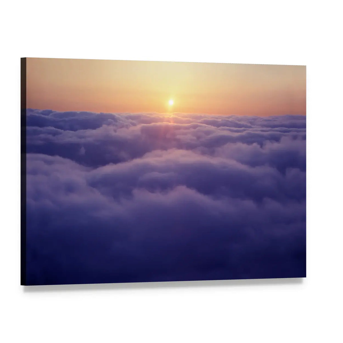 Sunset Above the Clouds Canvas Wall Art, single panel gallery wrapped canvas, angled product view