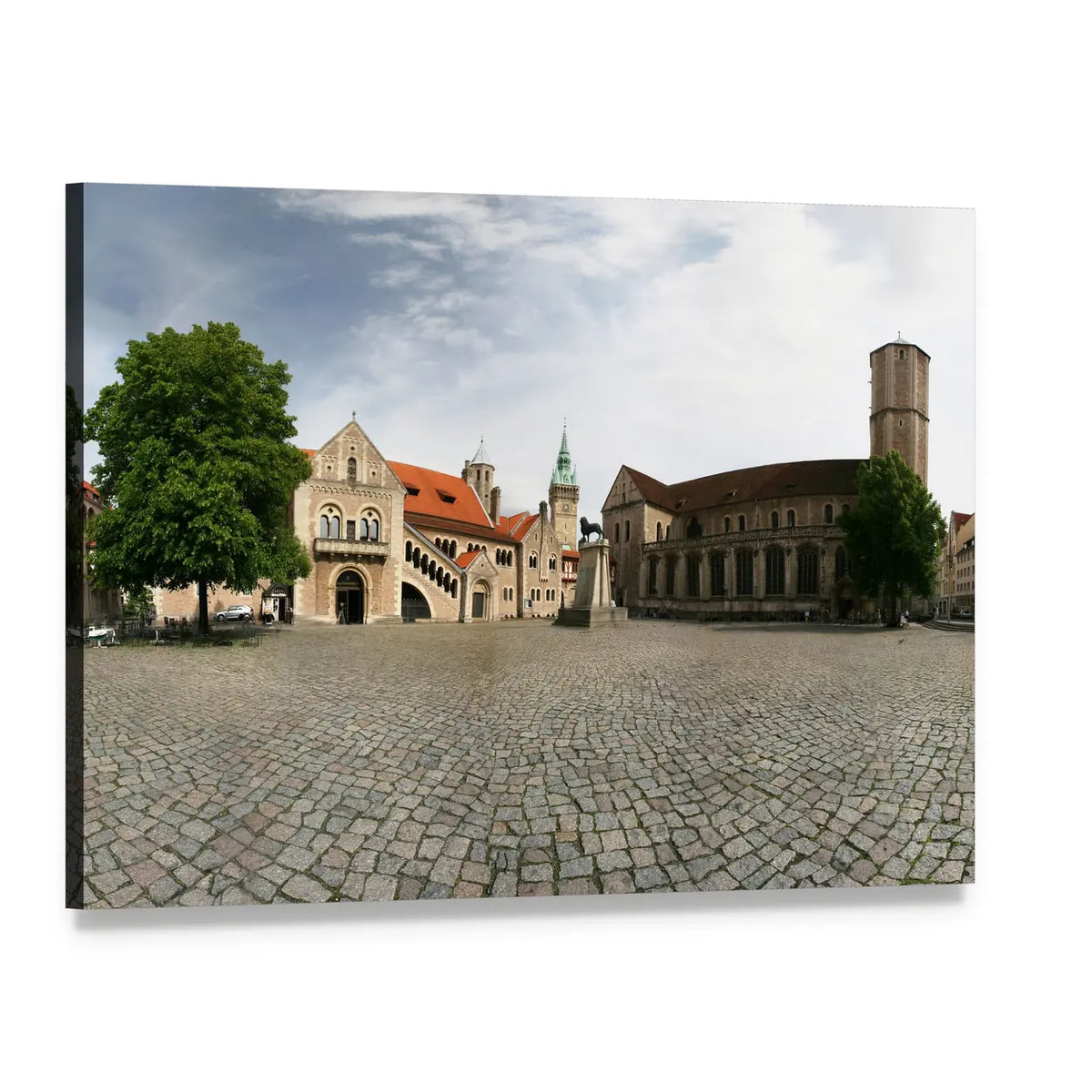 Dankwarderode Castle Cobblestone Square Canvas Wall Art, single panel gallery wrapped canvas, angled product view