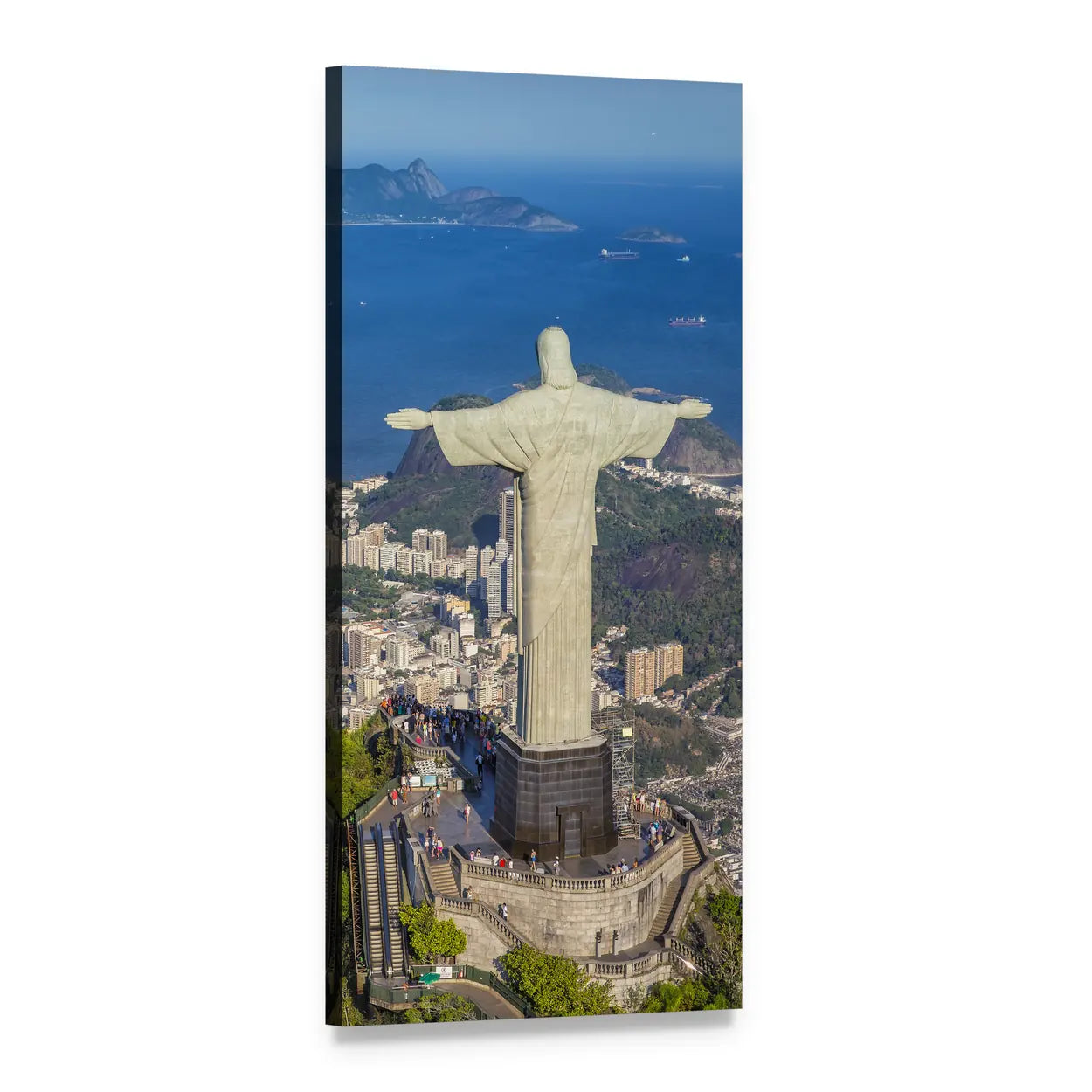 Christ the Redeemer Over Botafogo Bay Vertical Canvas Wall Art, 1 panel 1 Vertical layout gallery wrapped canvas set, angled product view