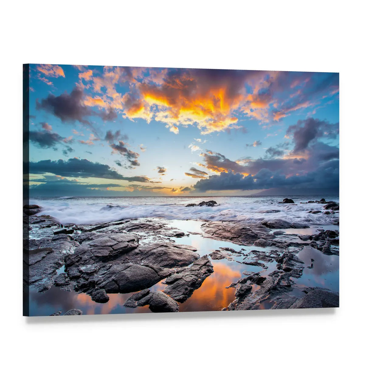 Rocky Shore On The Island Of Maui In Hawaii Canvas Wall Art, single panel gallery wrapped canvas, angled product view