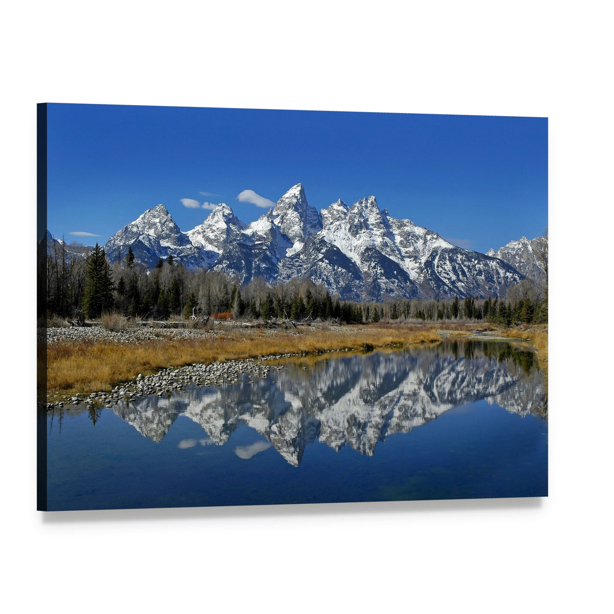 Teton Mountain Range Canvas Wall Art, single panel gallery wrapped canvas, angled product view