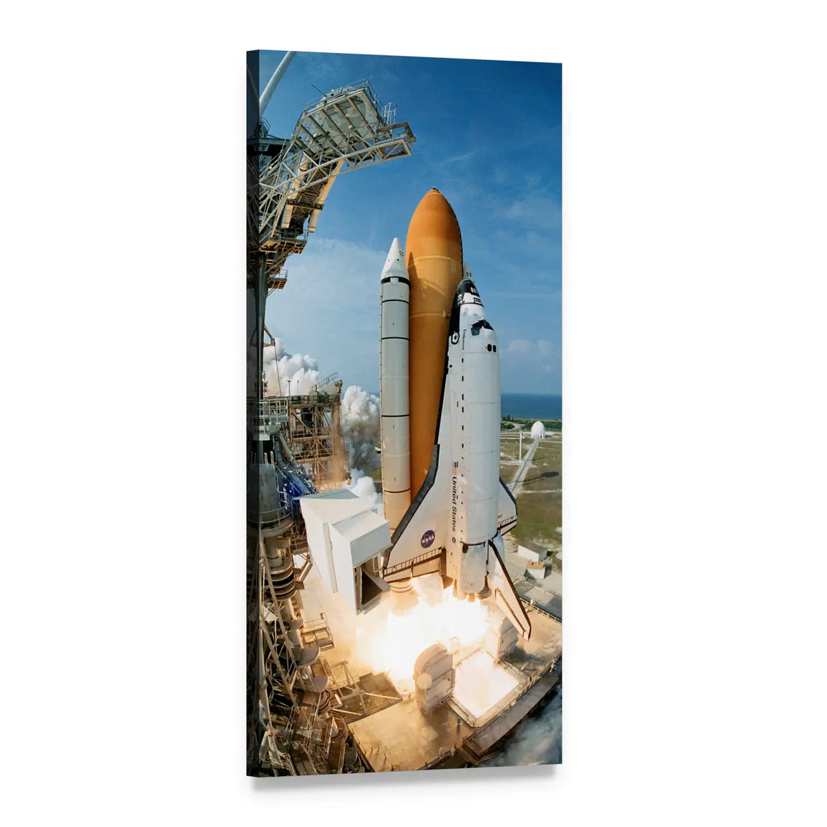 Space Shuttle Launch Vertical Canvas Wall Art, 1 panel 1 Vertical layout gallery wrapped canvas set, angled product view