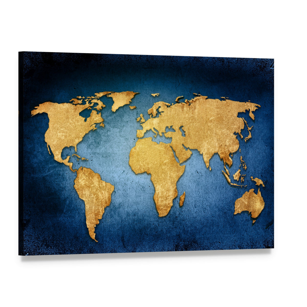 Textured World Map Canvas Wall Art, single panel gallery wrapped canvas, angled product view