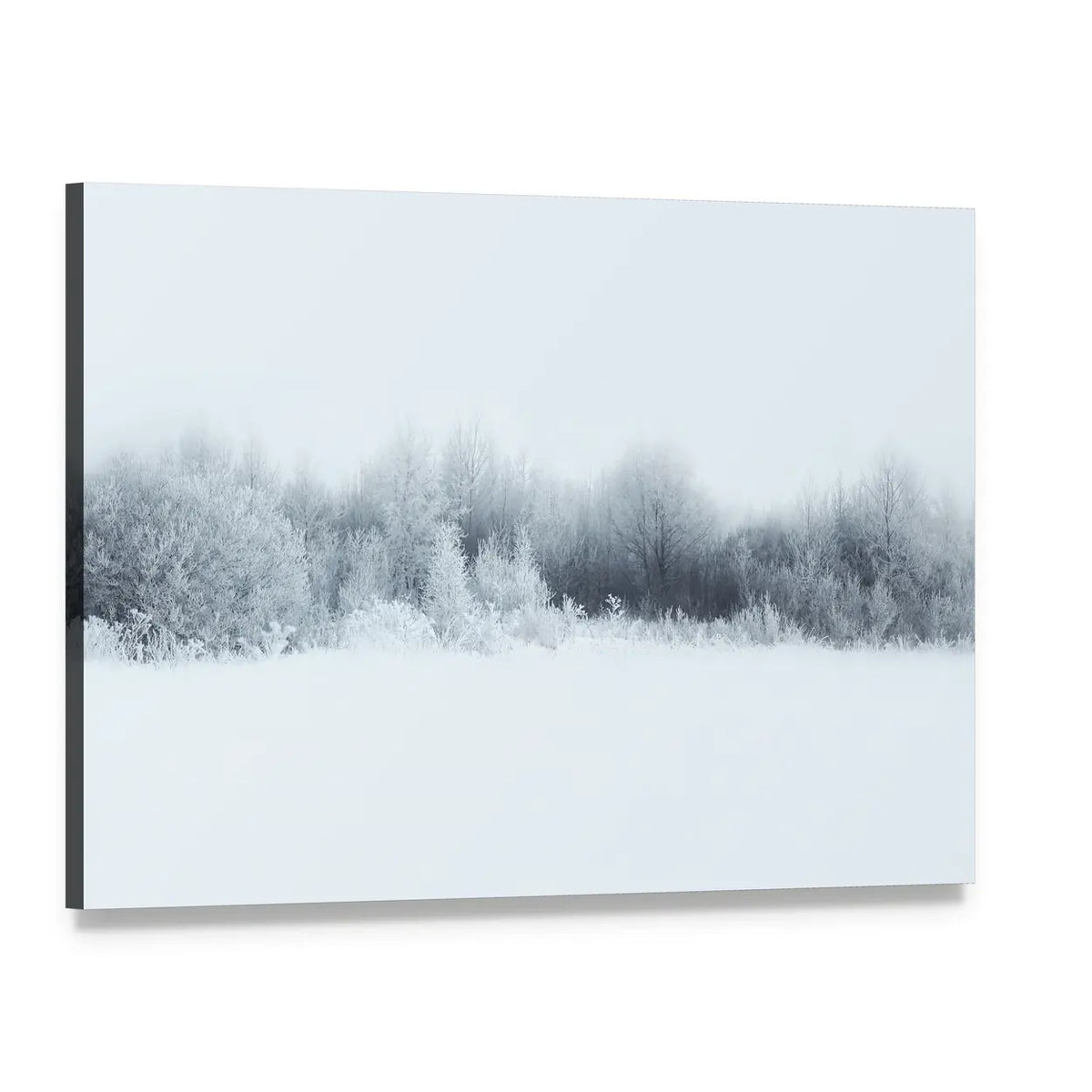 Winter Forest Landscape Canvas Wall Art, single panel gallery wrapped canvas, angled product view