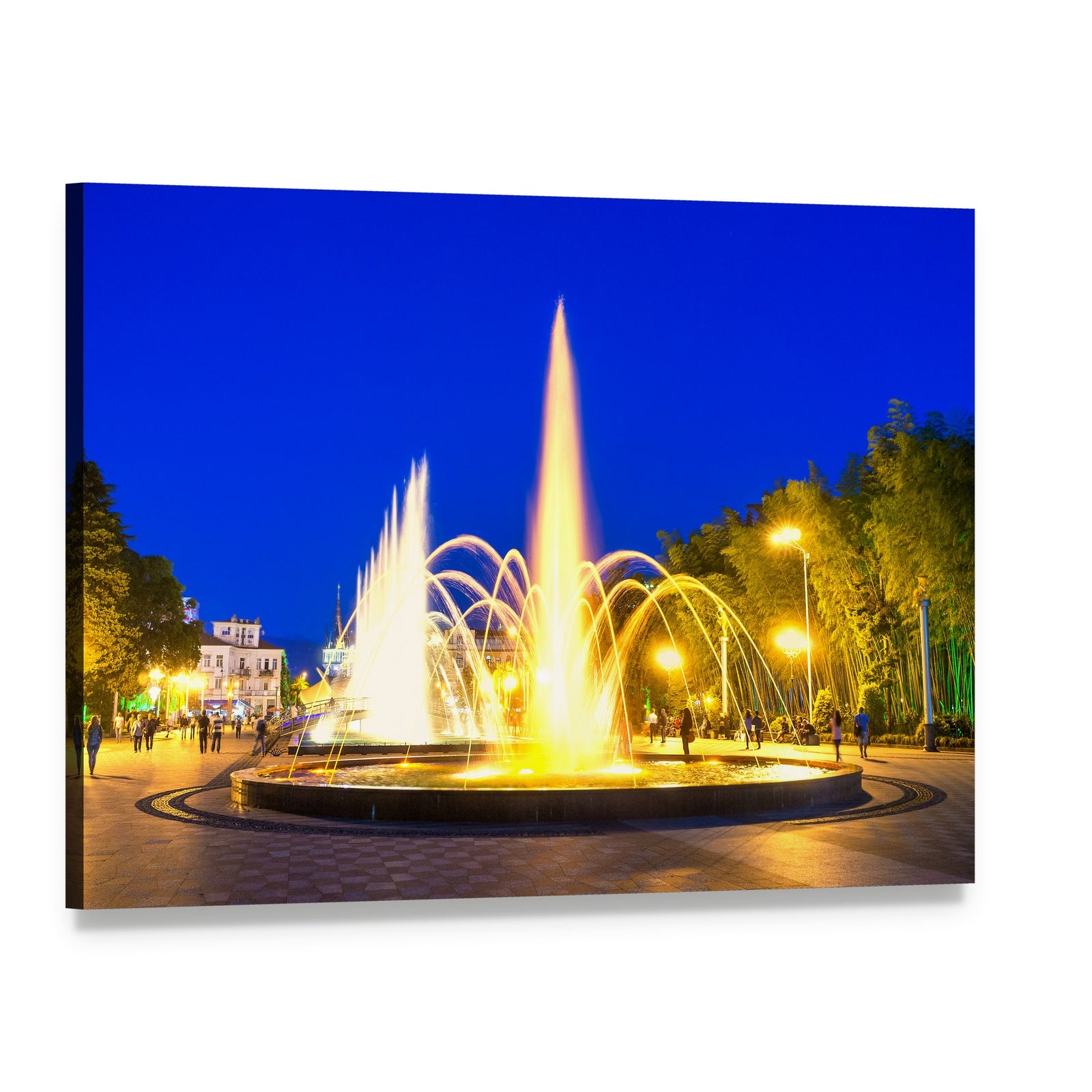 Dancing Fountains at Night in Batumi Canvas Wall Art, single panel gallery wrapped canvas, angled product view
