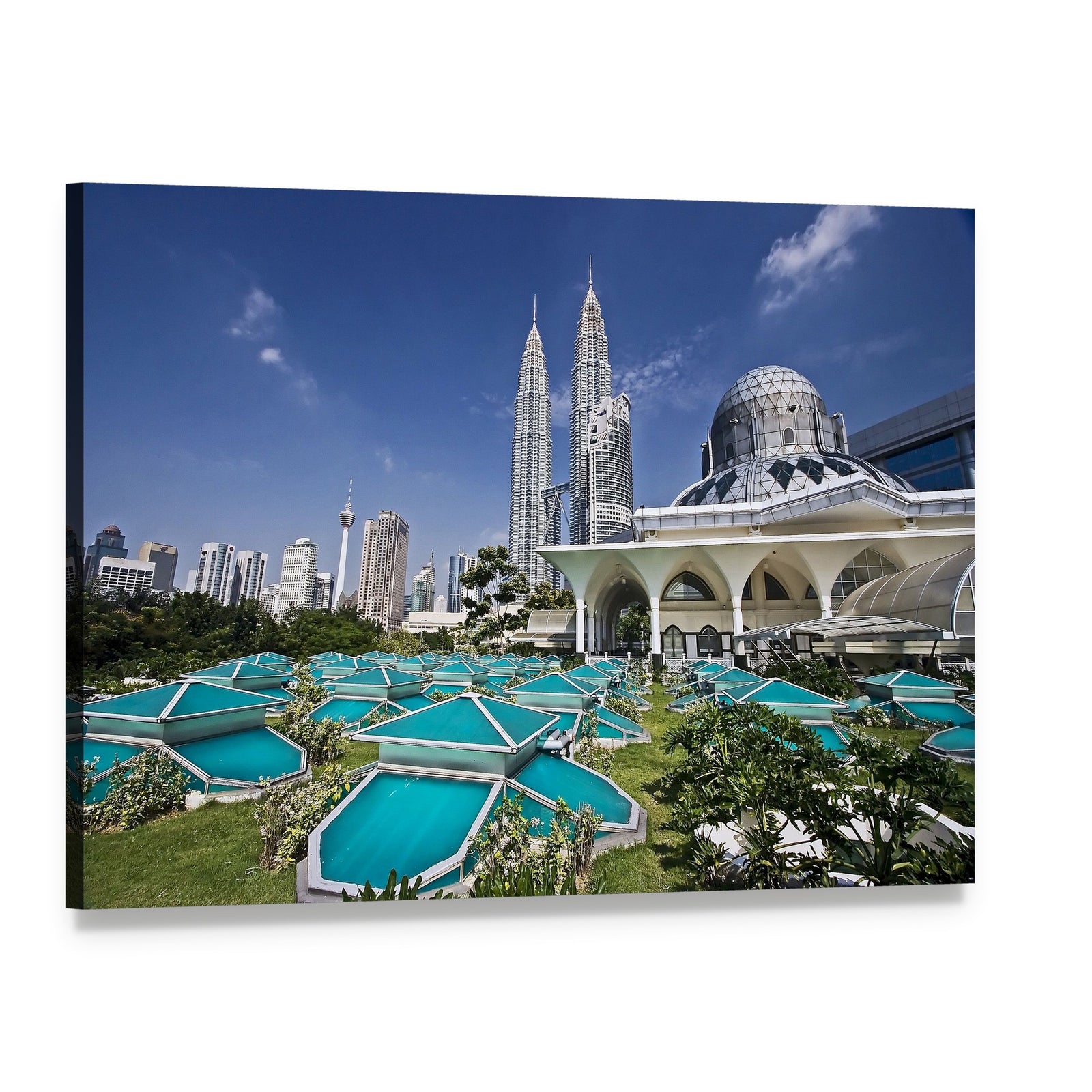 Kuala Lumpur Skyline with Petronas Twin Towers Canvas Wall Art, single panel gallery wrapped canvas, angled product view