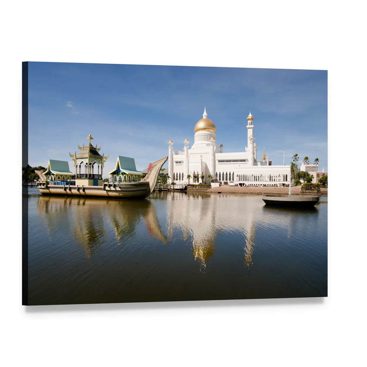 Sultan Omar Ali Saifuddin Mosque, Brunei Canvas Wall Art, single panel gallery wrapped canvas, angled product view