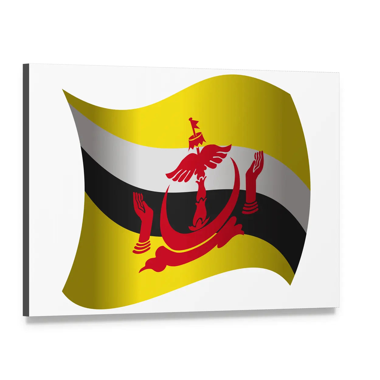 Brunei Flag with National Emblem Canvas Wall Art, single panel gallery wrapped canvas, angled product view