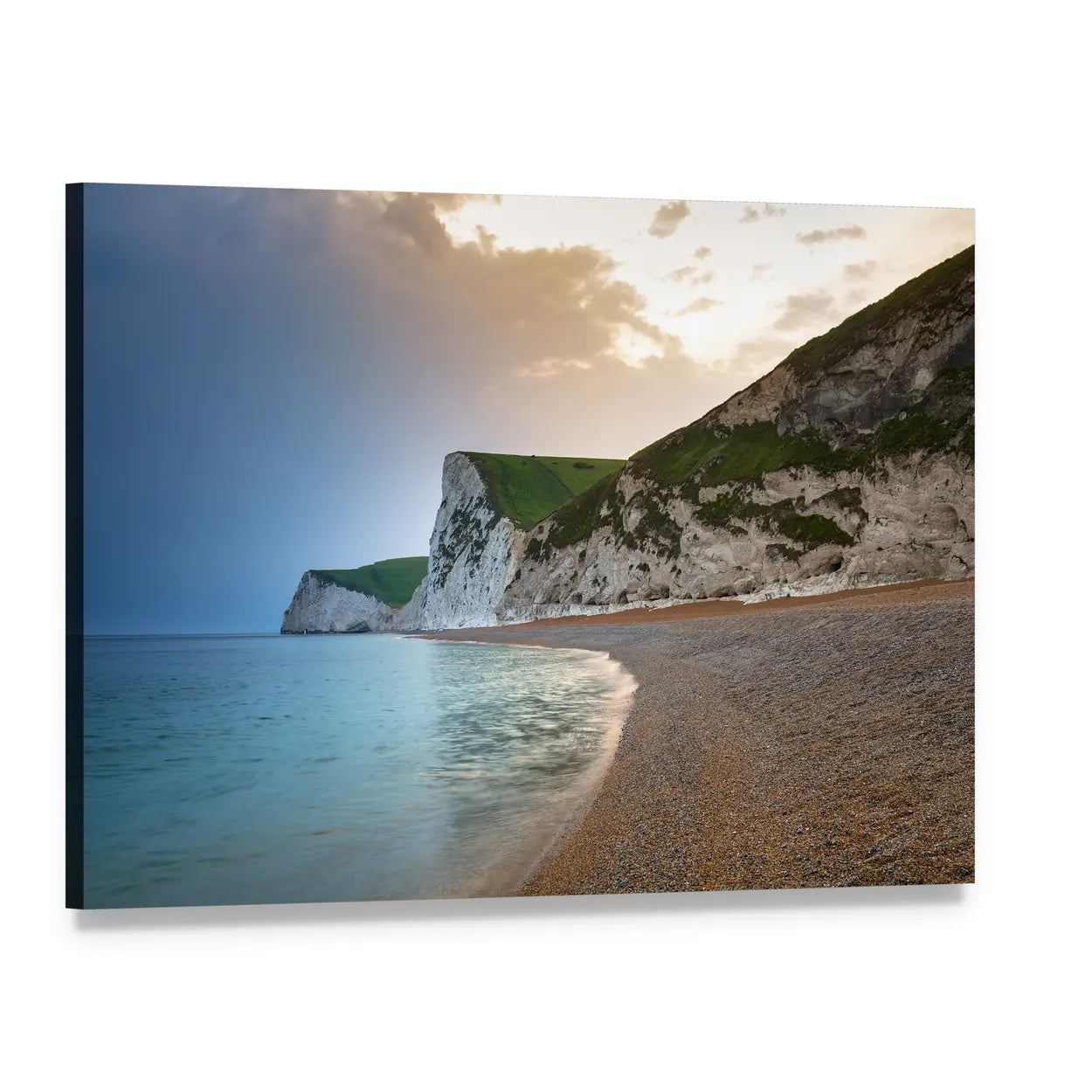 Jurassic Coast White Cliffs at Sunset Canvas Wall Art, single panel gallery wrapped canvas, angled product view