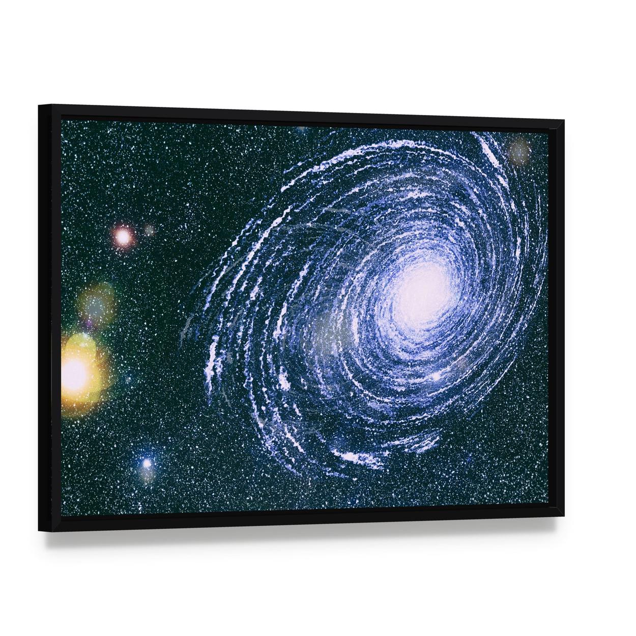 Starry Outer Space Canvas Wall Art, framed canvas in a black floater frame, angled product view