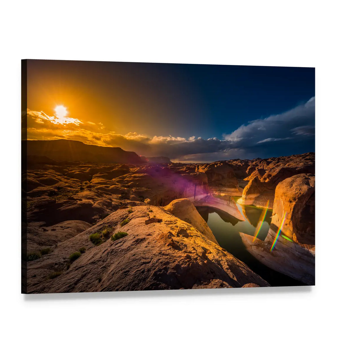 Reflection Canyon at Sunset Lake Powell Utah Canvas Wall Art, single panel gallery wrapped canvas, angled product view