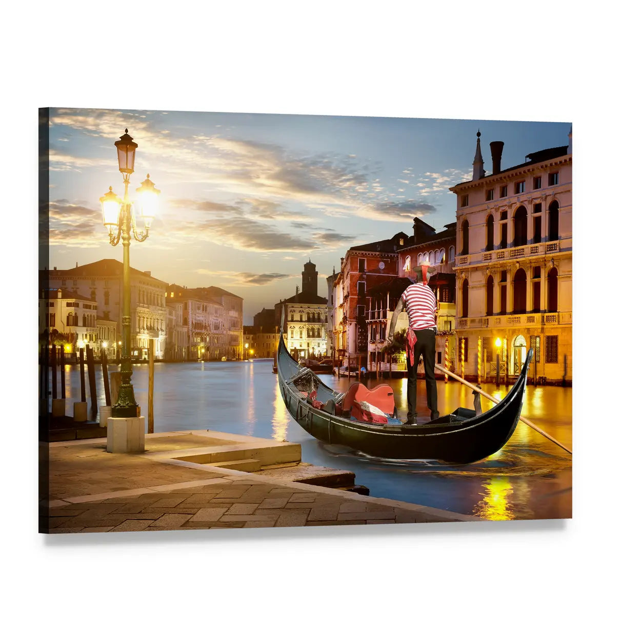 Venice Grand Canal at Sunset Canvas Wall Art, single panel gallery wrapped canvas, angled product view