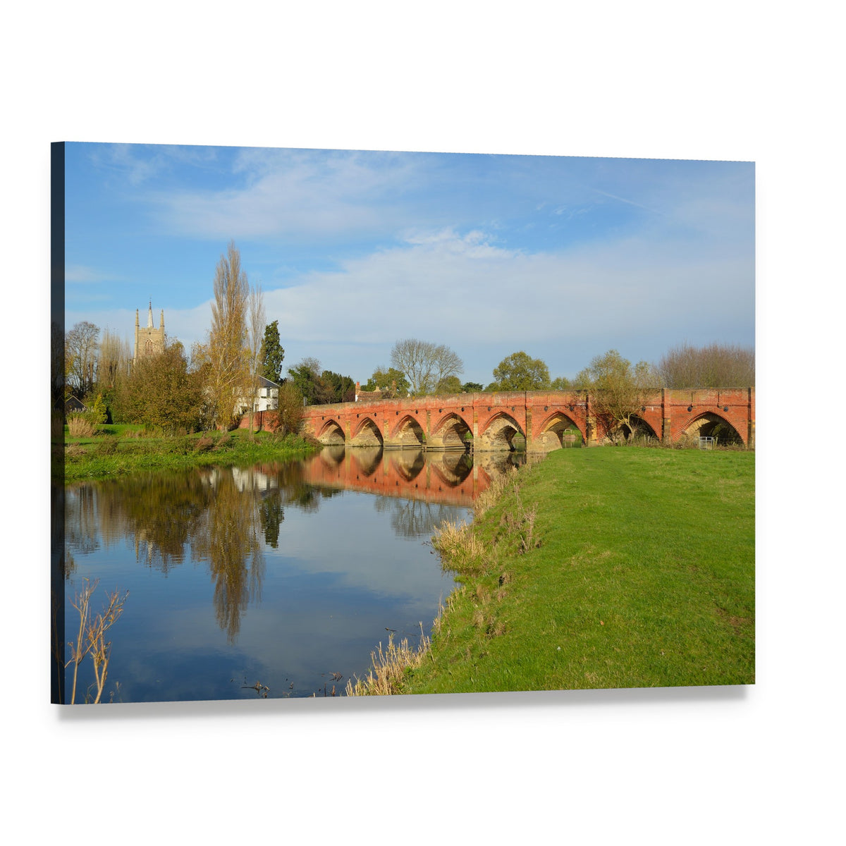 Packhorse Bridge at Great Barford Canvas Wall Art, single panel gallery wrapped canvas, angled product view