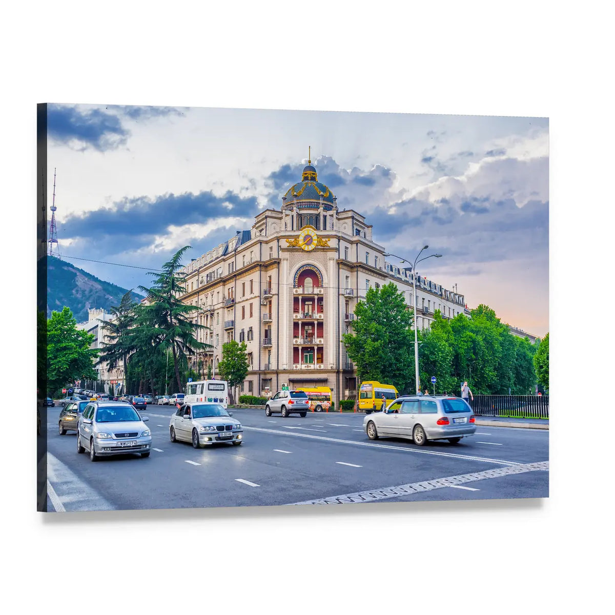 View from Baratashvili Bridge Canvas Wall Art, single panel gallery wrapped canvas, angled product view