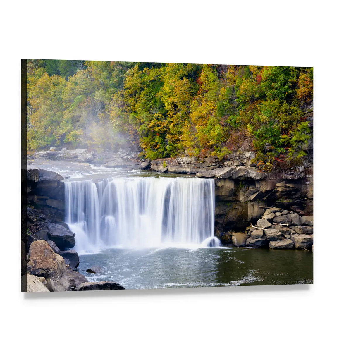 Cumberland Falls In Kentucky Canvas Wall Art, single panel gallery wrapped canvas, angled product view