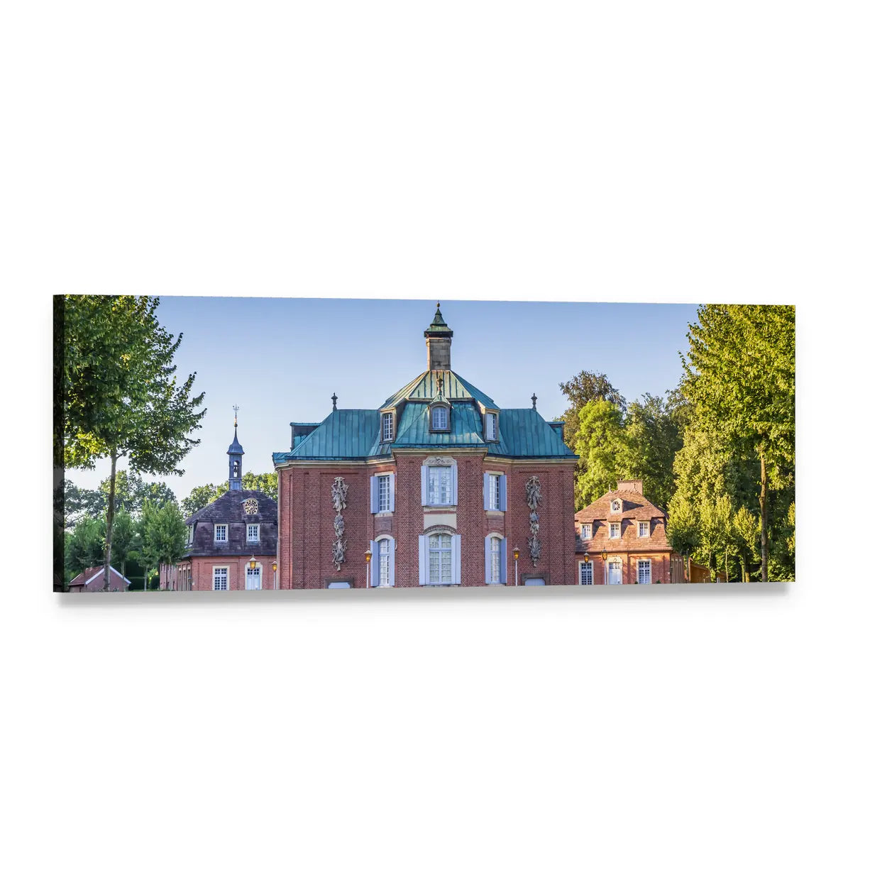 Clemenswerth Palace Sogel Panoramic Canvas Wall Art, single panel gallery wrapped canvas, angled product view