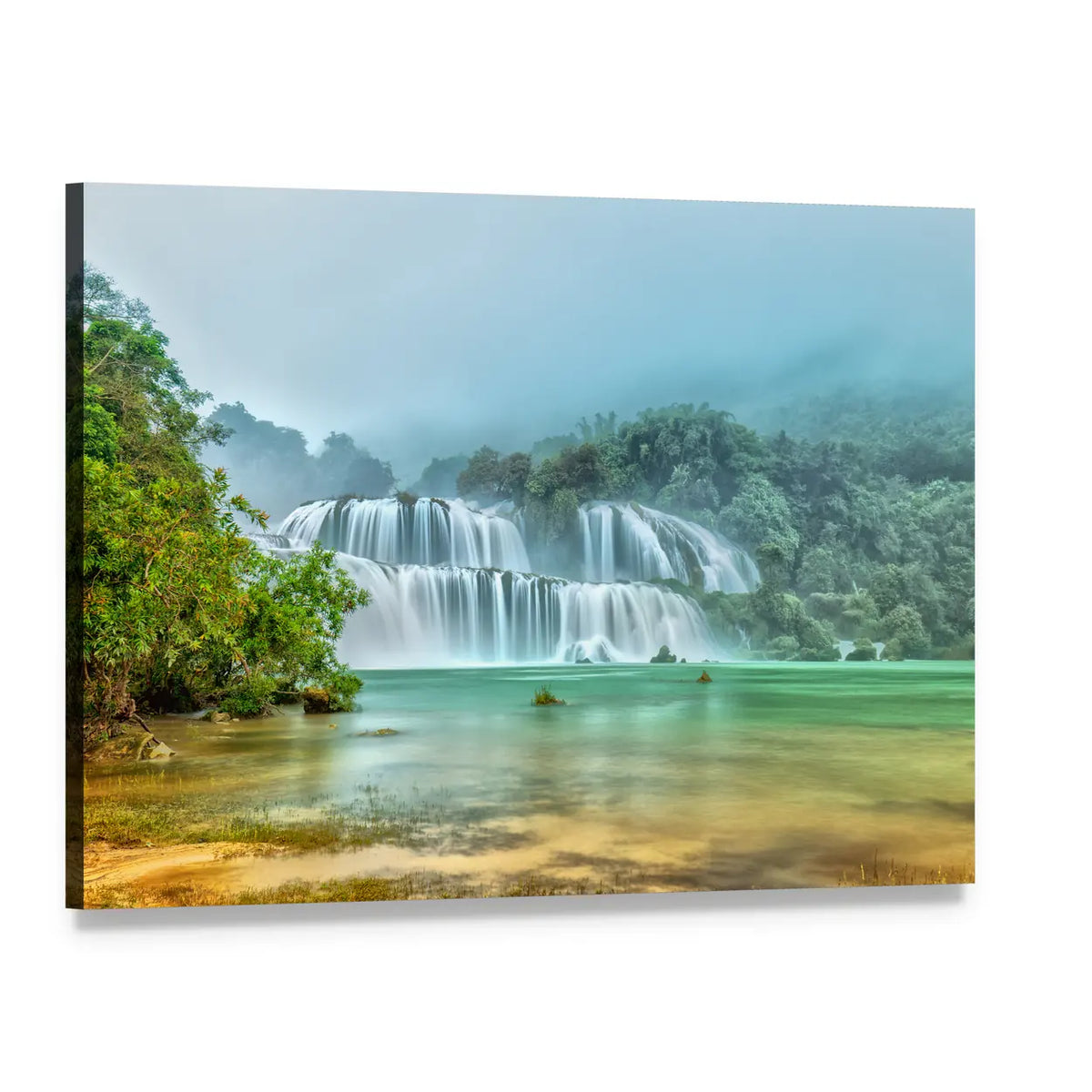 Ban Gioc Waterfall In Vietnam Canvas Wall Art, single panel gallery wrapped canvas, angled product view