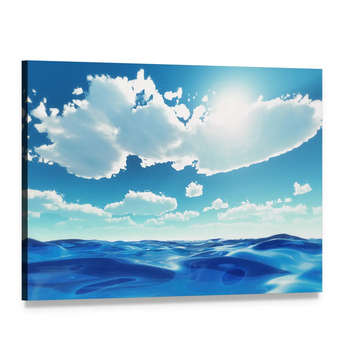 Summer Ocean Waves Canvas Wall Art, single panel gallery wrapped canvas, angled product view